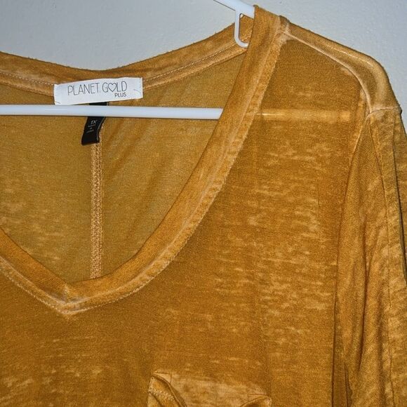 Planet Gold Acid Wash long burnt orange tee size 1X - Picture 5 of 8